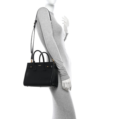 Saint Laurent Grained Calfskin Baby Sac De Jour Souple Black 2 of 10