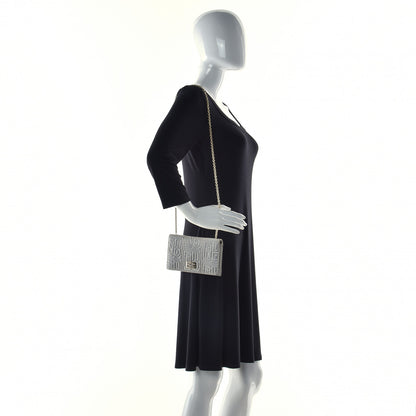 Fendi Metallic Nappa Logo Embossed Long Wallet On Chain Silver 4 of 26