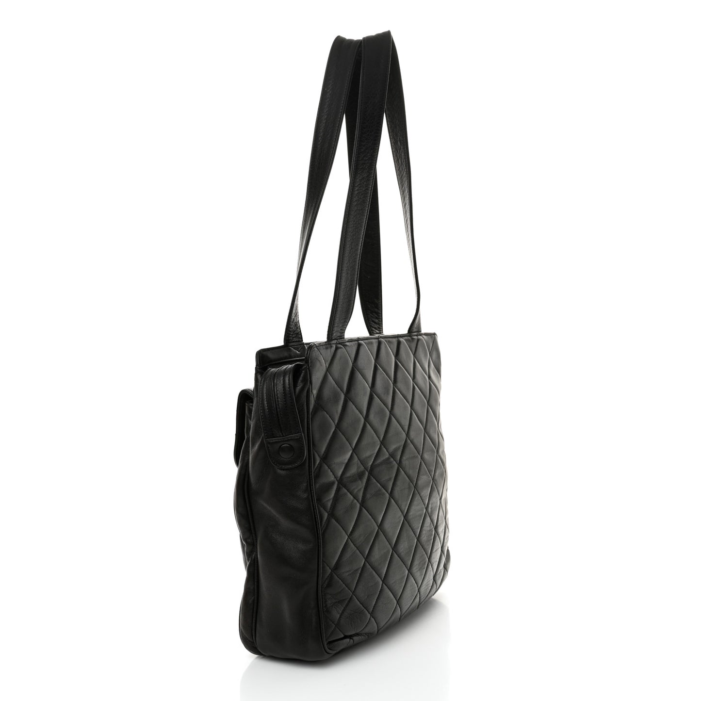 Lambskin Quilted CC Shoulder Bag Black