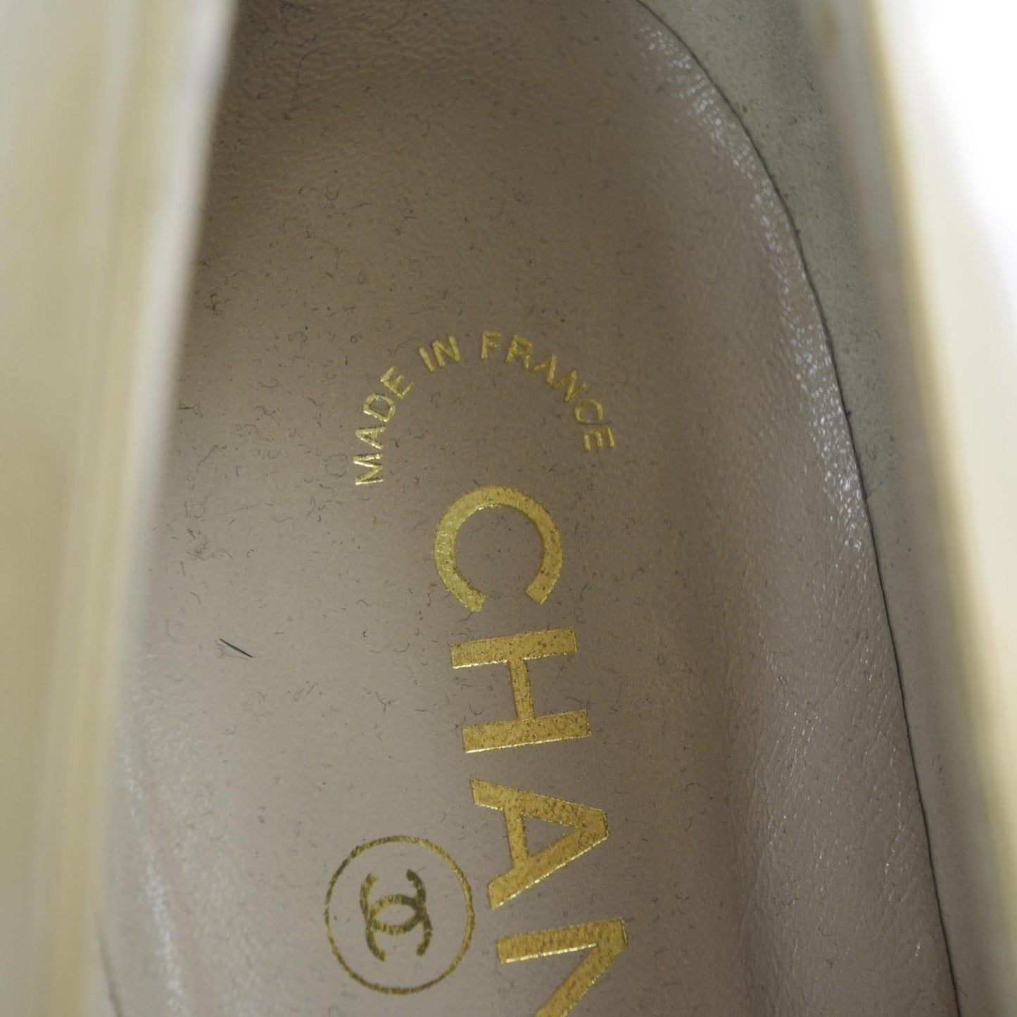 Leather Cap Toe Flats 41 Beige and Black