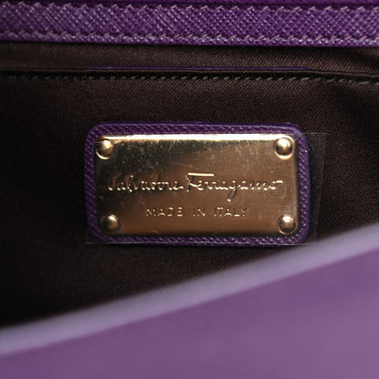 Salvatore Ferragamo Printed Calfskin Mora Bow Clutch Purple 6 of 10