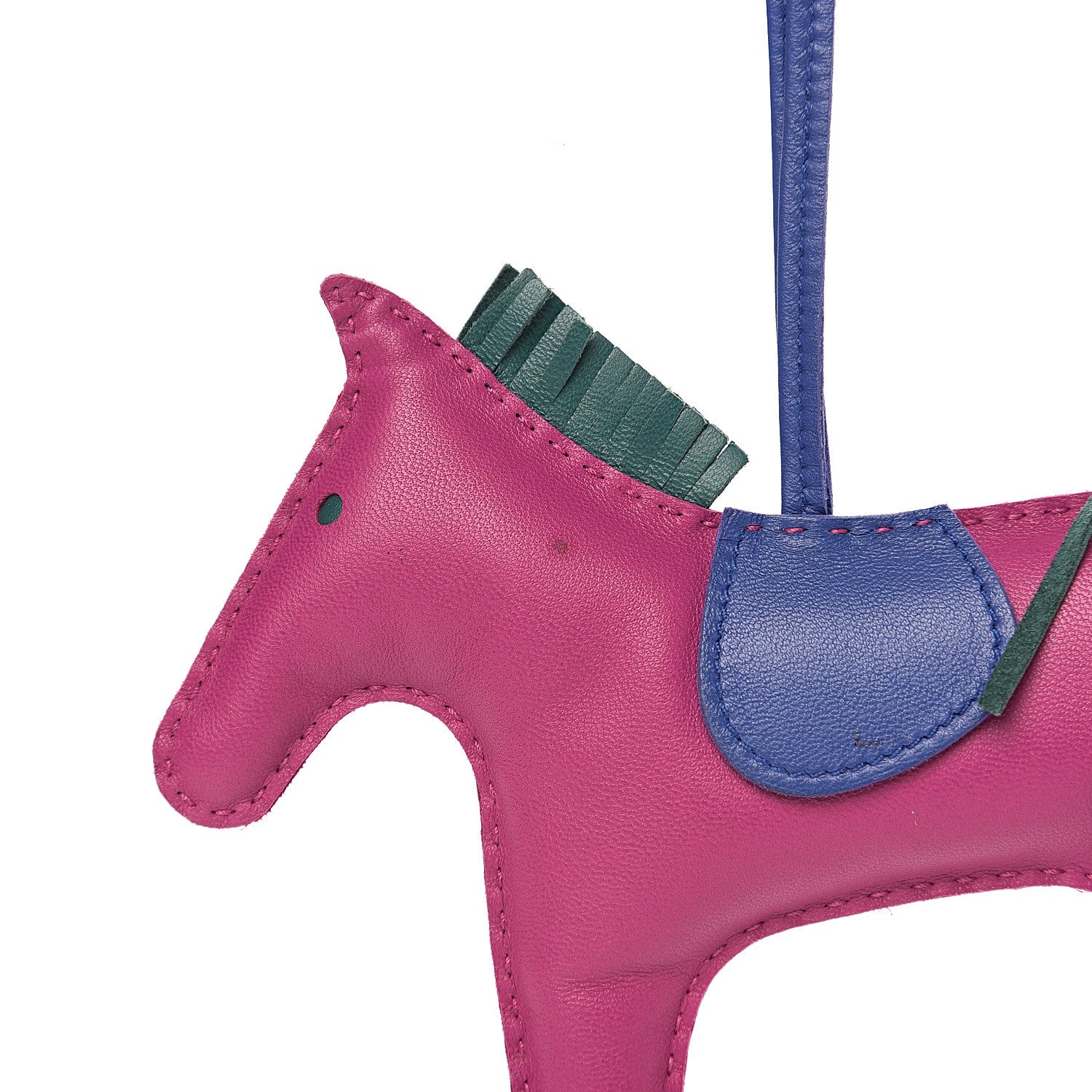 Hermes Milo Lambskin Grigri Rodeo Bag Charm GM Rose Pourpre Malachite Bleu Electrique 4 of 5