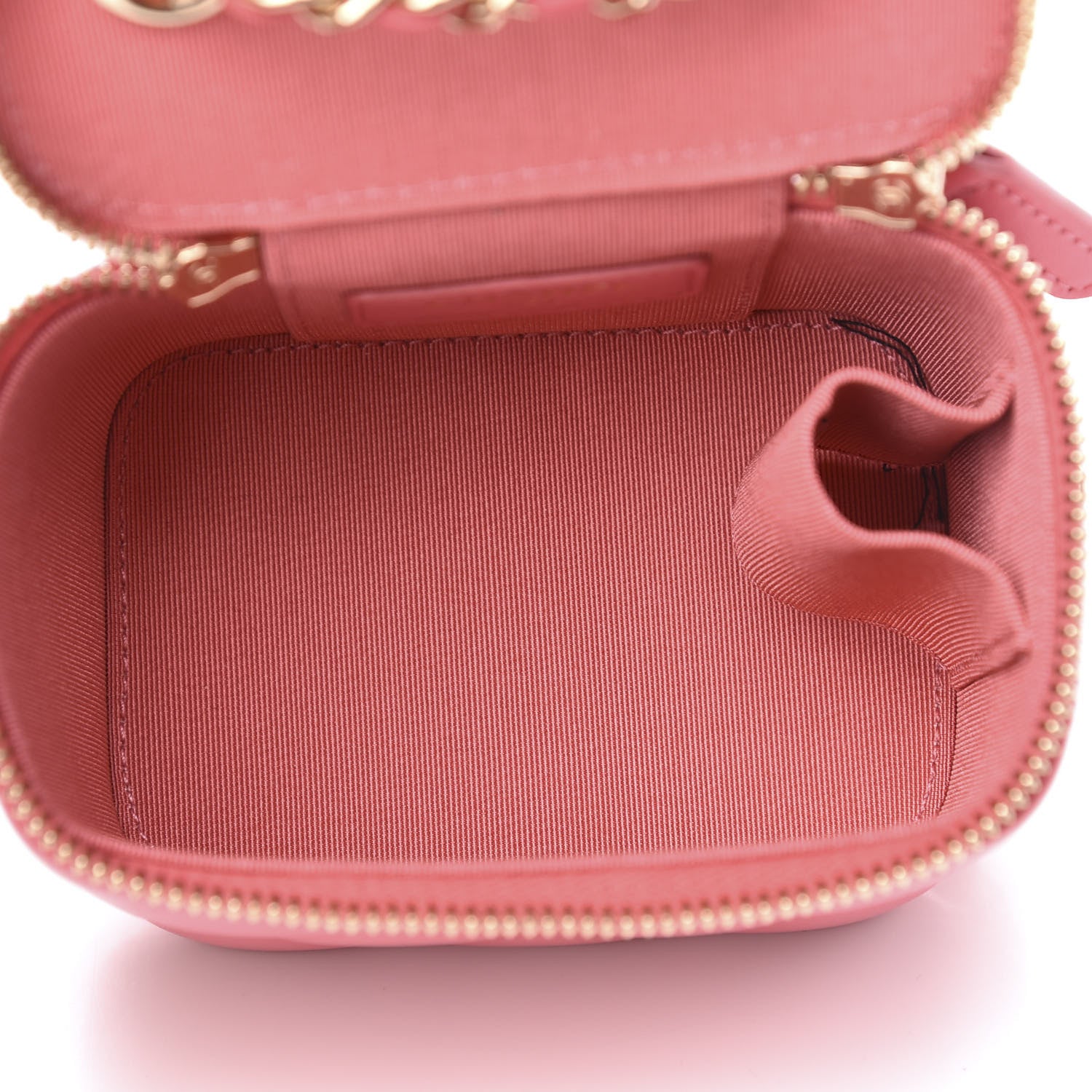 Chanel Lambskin Quilted Mini Vanity Case With Chain Coral 5 of 10