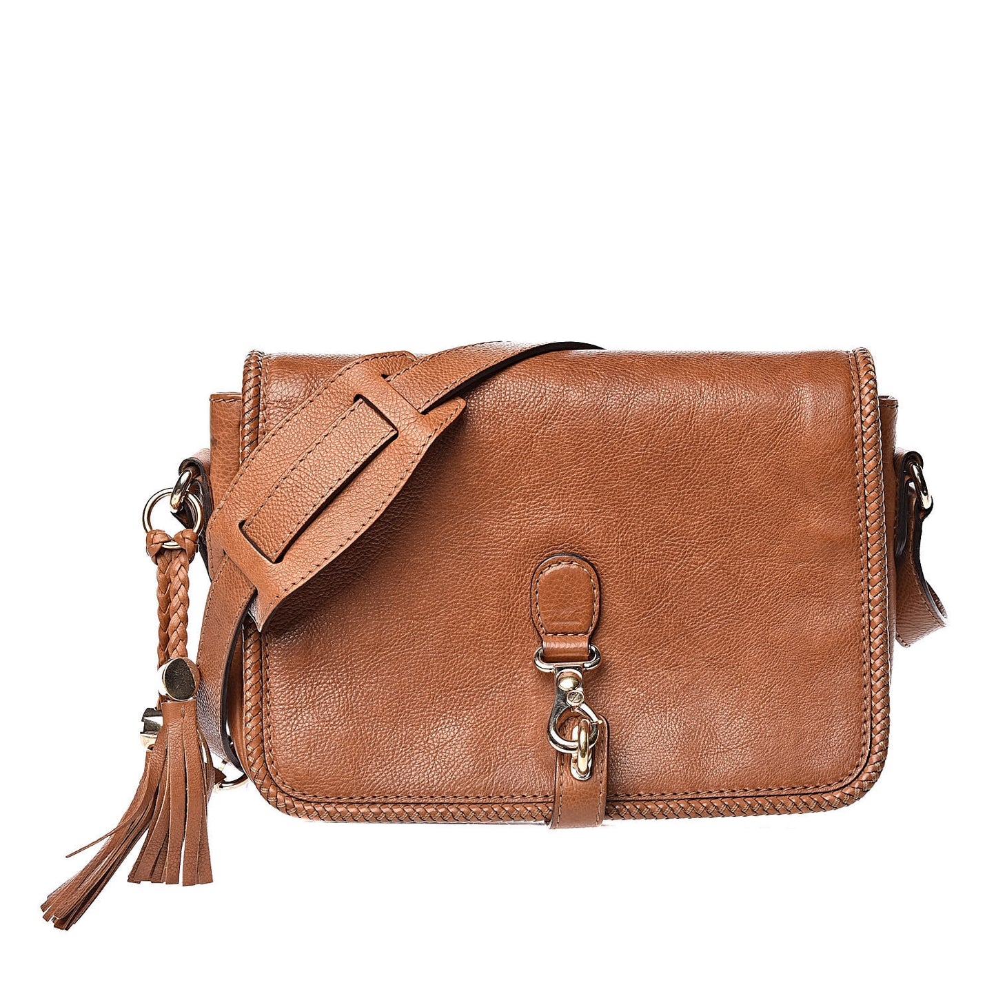 Grained Calfskin Medium Marrakech Flap Messenger Bag Brown