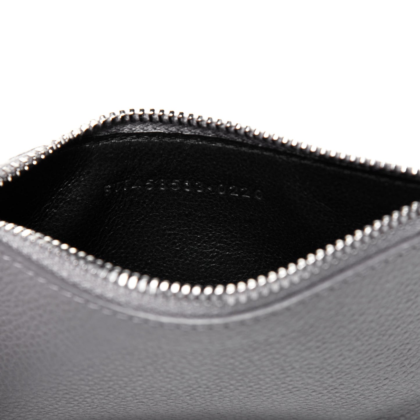 Grained Calfskin 5 Fragments Zip Pouch Card Holder Fog