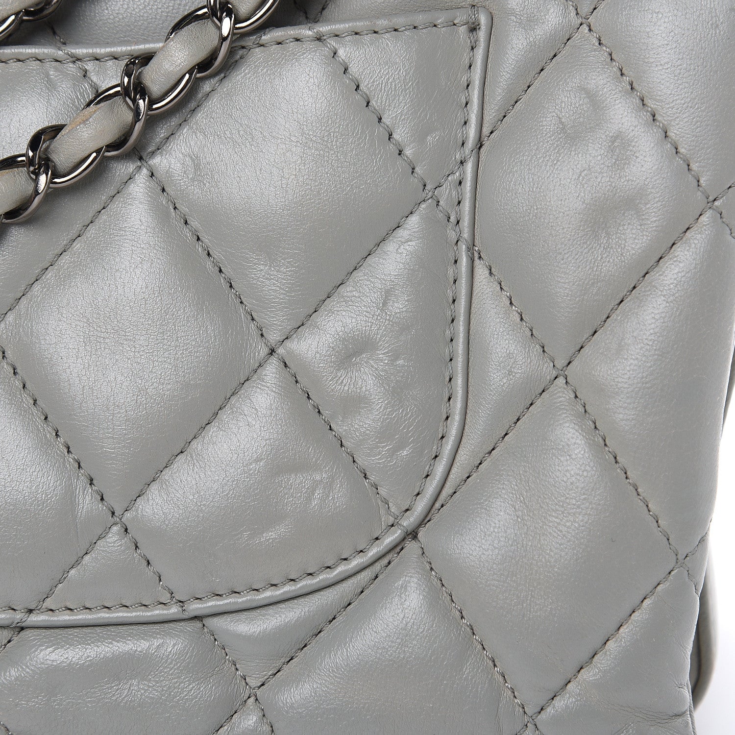 Chanel Lambskin Quilted Large 3 Flap Bag Grey 20 of 20