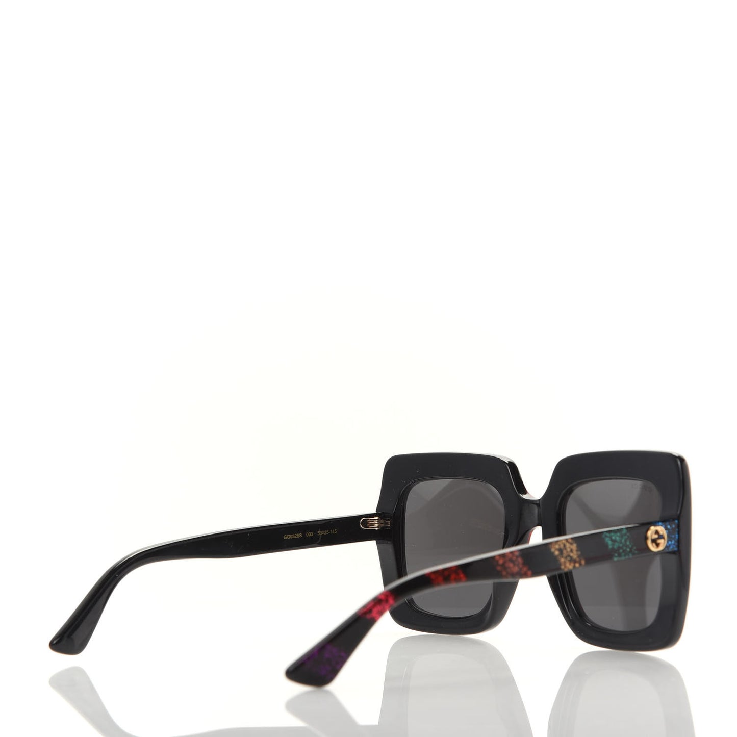 Acetate Oversize Stripe Sunglasses GG0328S Black Multi