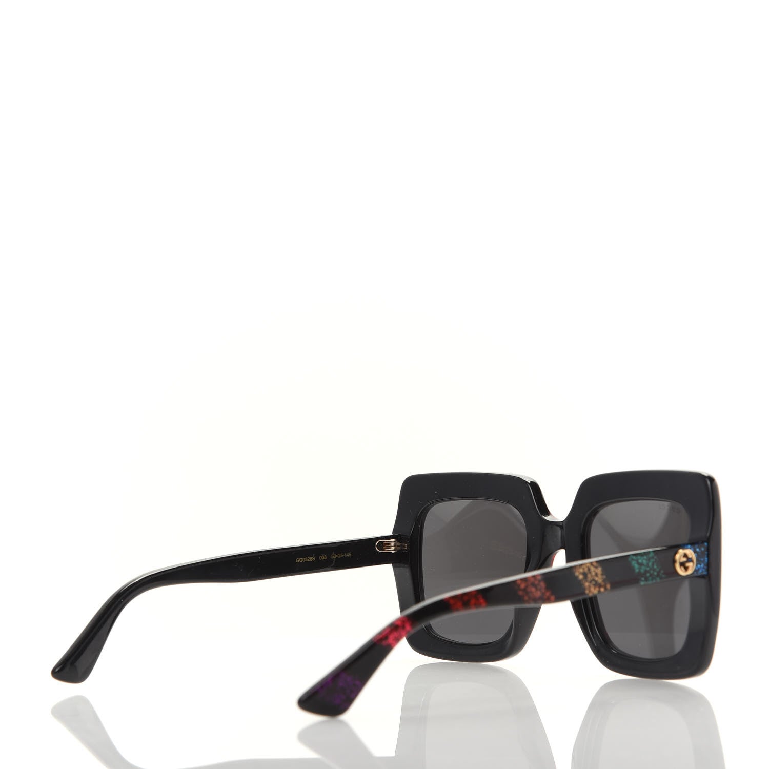 Gucci Acetate Oversize Stripe Sunglasses GG0328S Black Multi 4 of 7