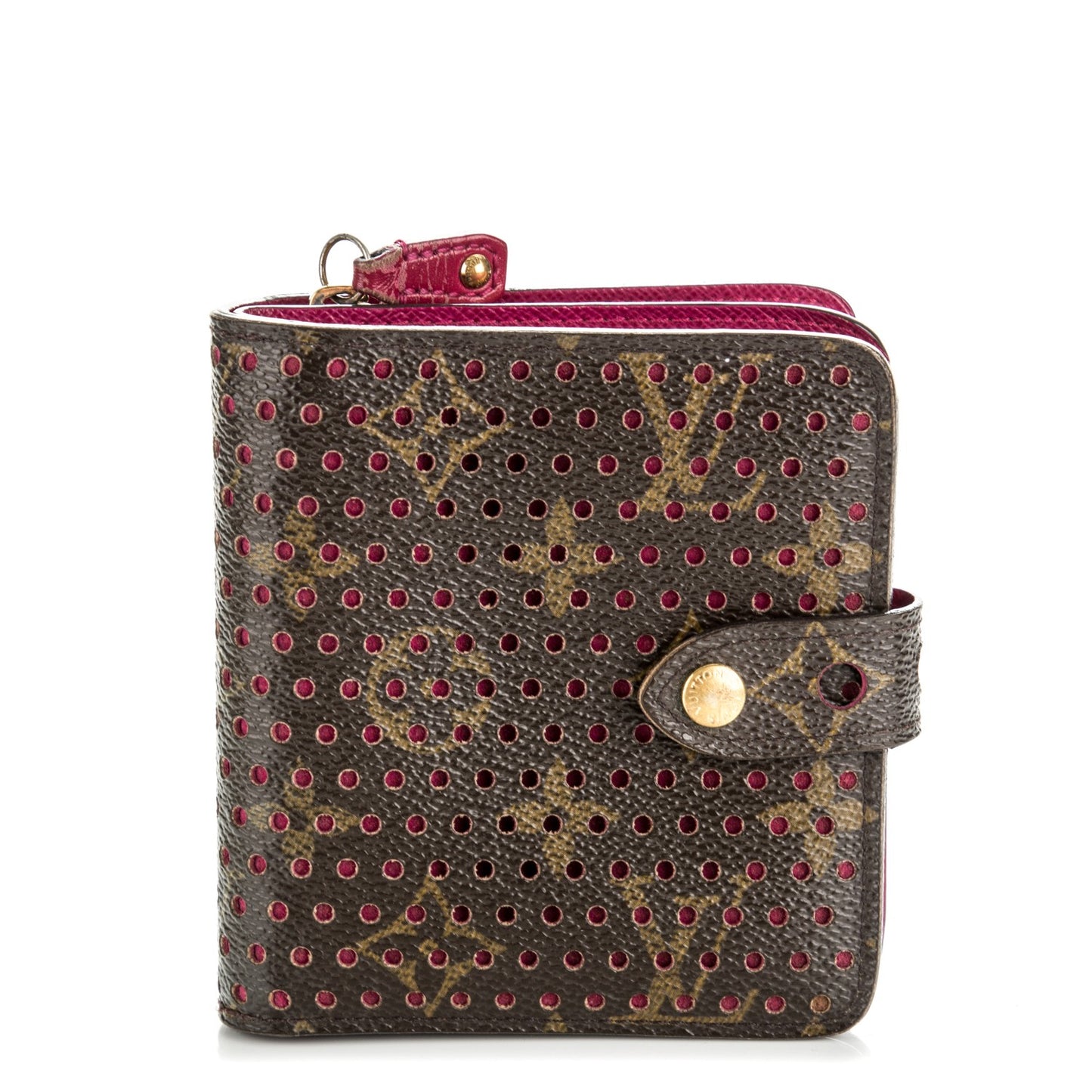 Monogram Perforated Compact Zipped Wallet Fuchsia