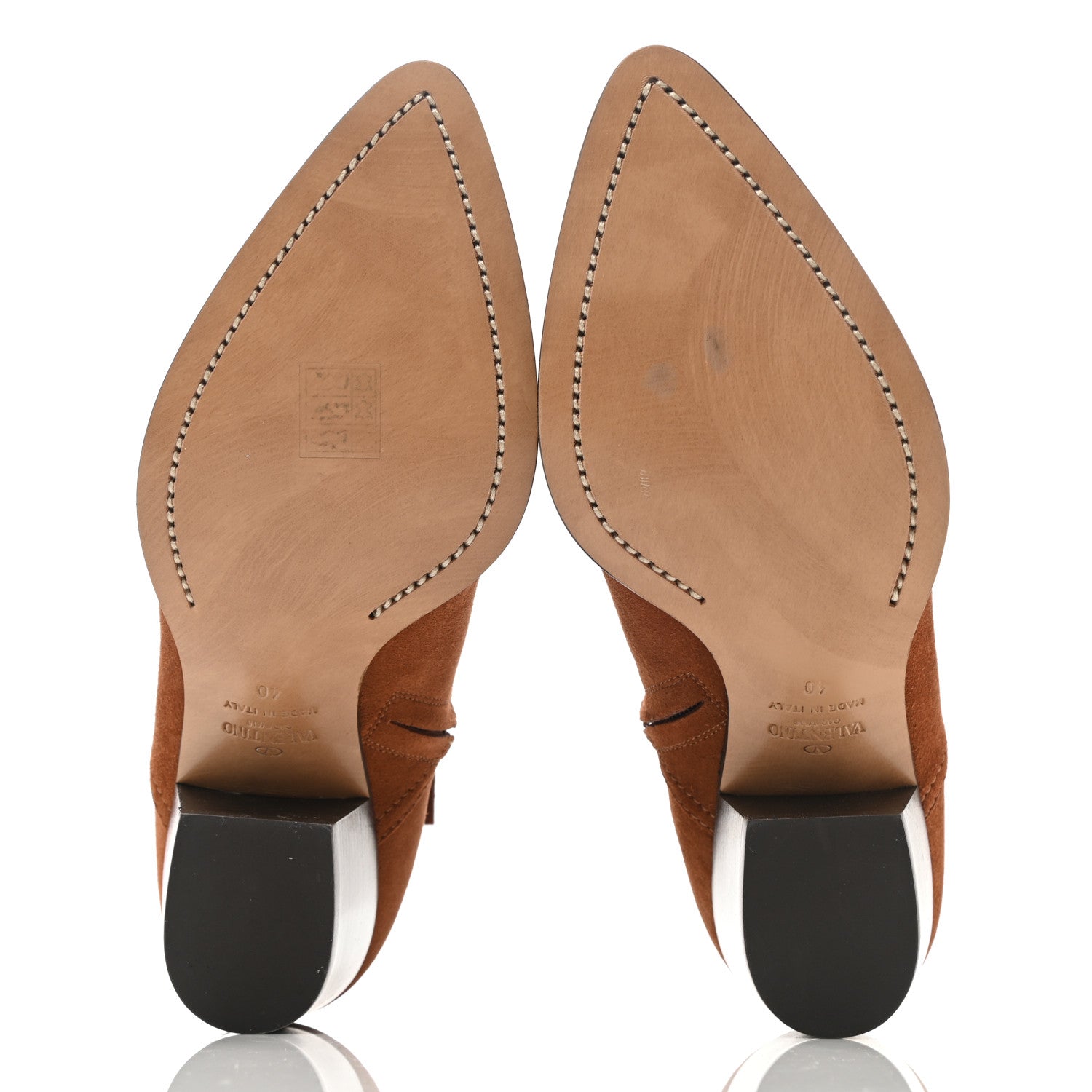 Valentino Garavani Suede Rockstud Double Buckle 50mm Cowboy Ankle Boots 40 Selleria 5 of 9