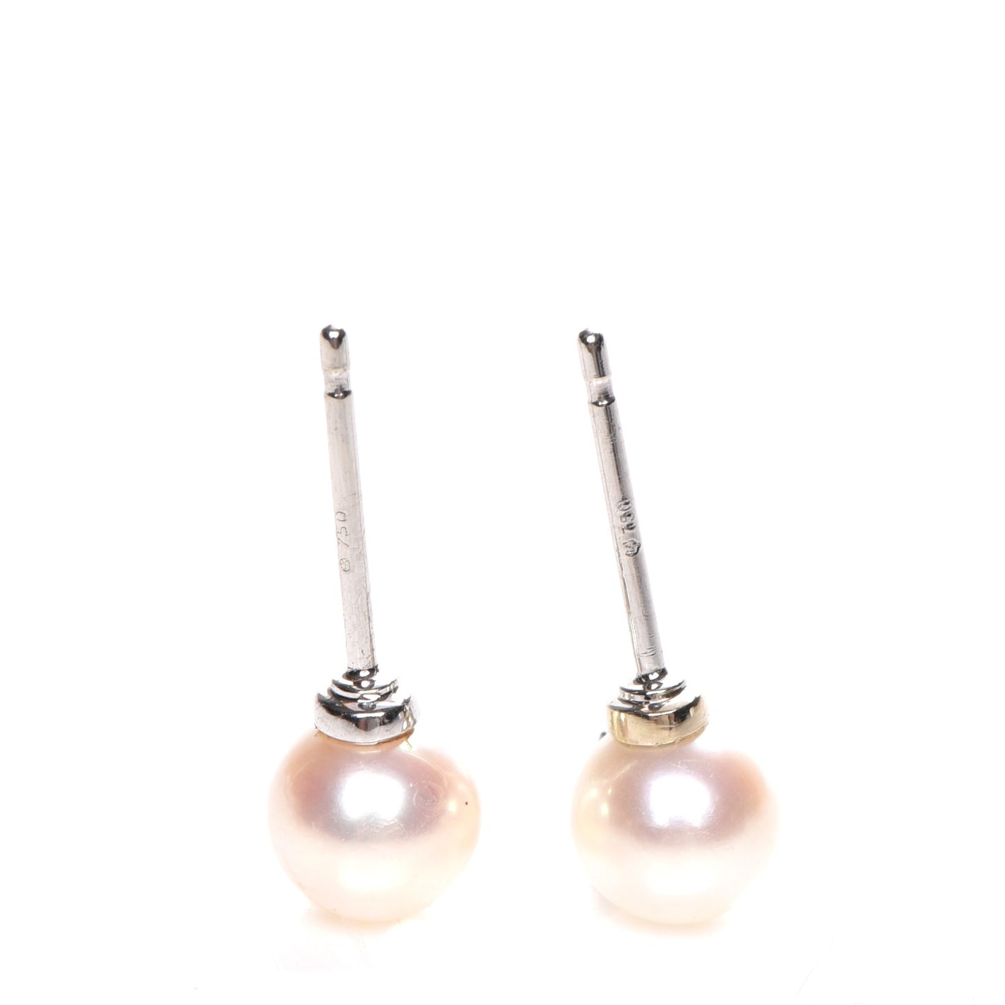 18K White Gold Diamond 6.5mm Pearl Stud Earrings