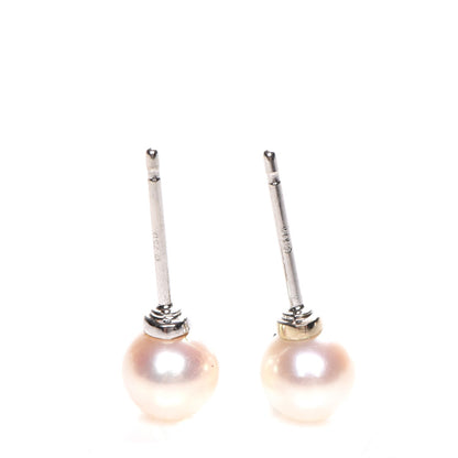 Mikimoto 18K White Gold Diamond 6.5mm Pearl Stud Earrings 4 of 4