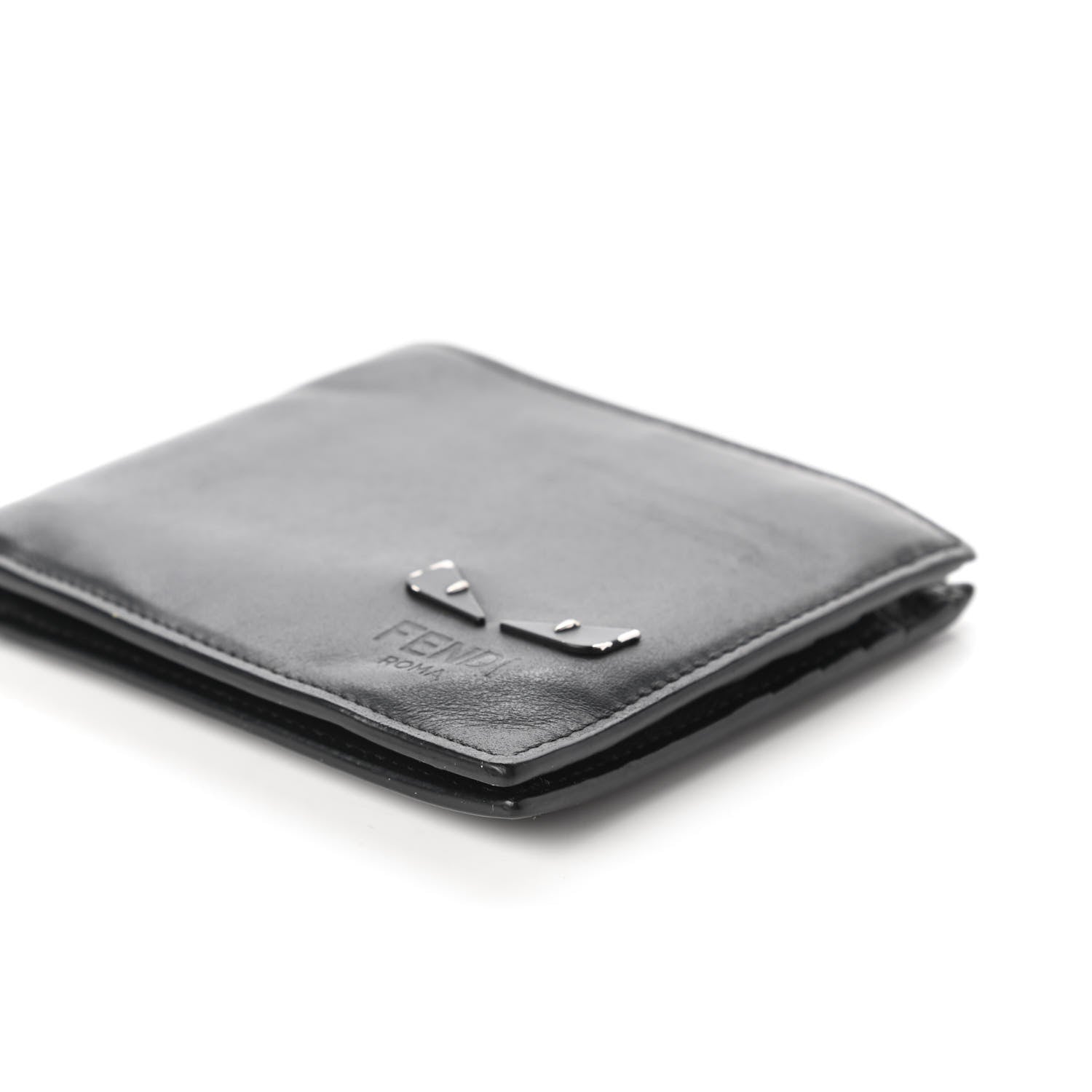 Fendi Vitello Century Mini Bug Eyes Bi-Fold Wallet Black 7 of 11