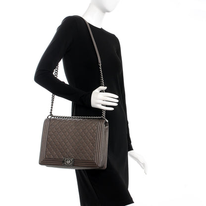Chanel Metallic Calfskin Quilted Large Boy Flap Dark Silver 2 of 12