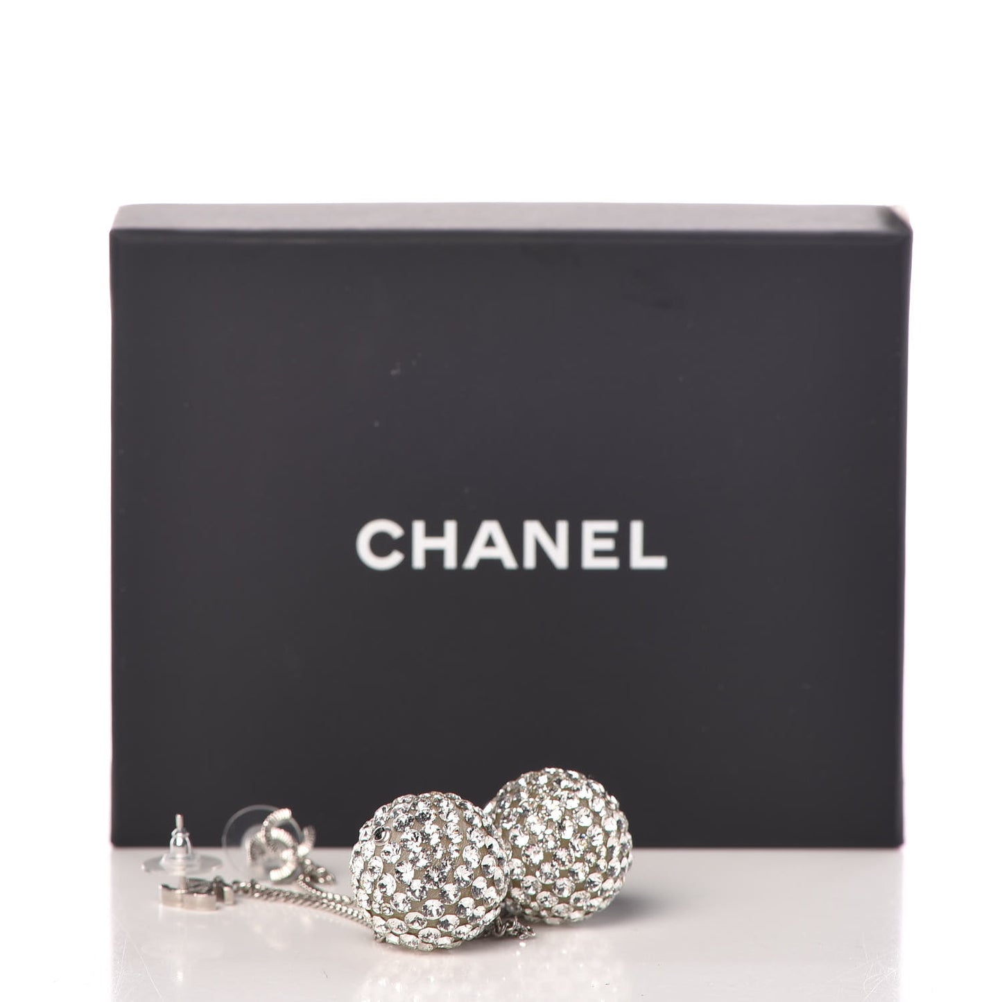 Crystal CC Drop Earrings Silver