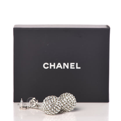 Chanel Crystal CC Drop Earrings Silver 6 of 6
