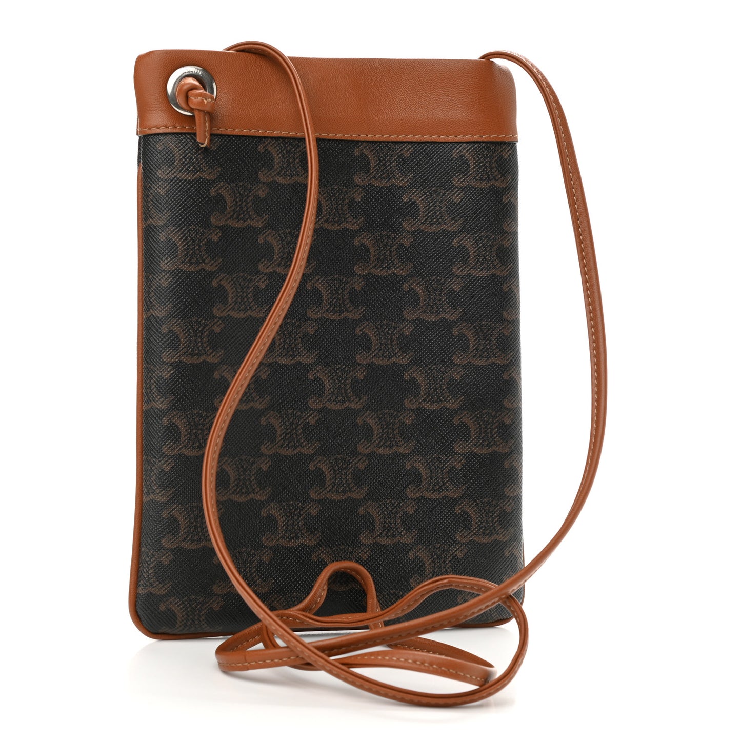 Triomphe Canvas Calfskin Mini Poche Bag Tan