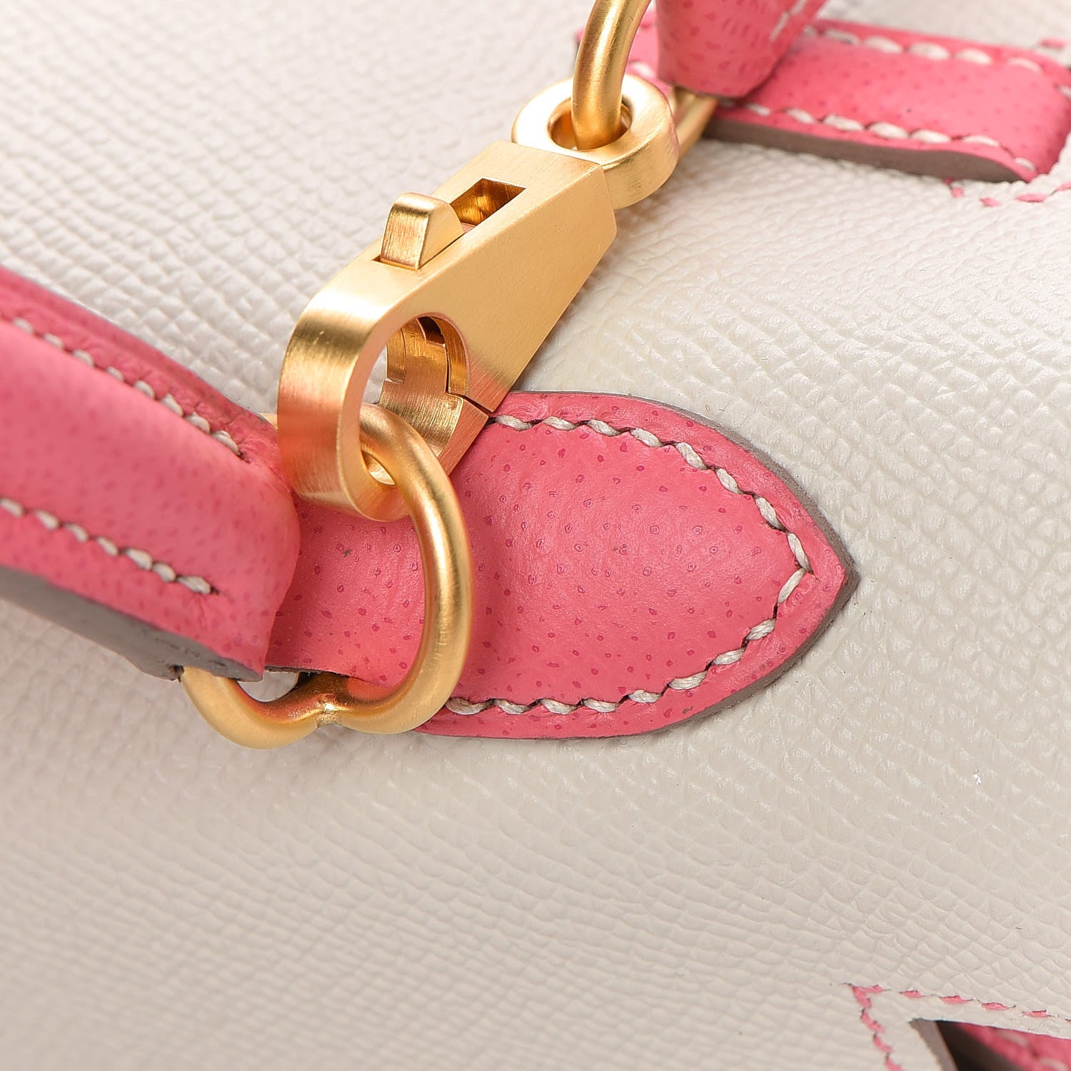 Hermes Epsom Bi-Color Horseshoe Kelly Sellier 25 Craie Rose Azalee 9 of 36