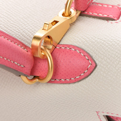 Hermes Epsom Bi-Color Horseshoe Kelly Sellier 25 Craie Rose Azalee 9 of 36