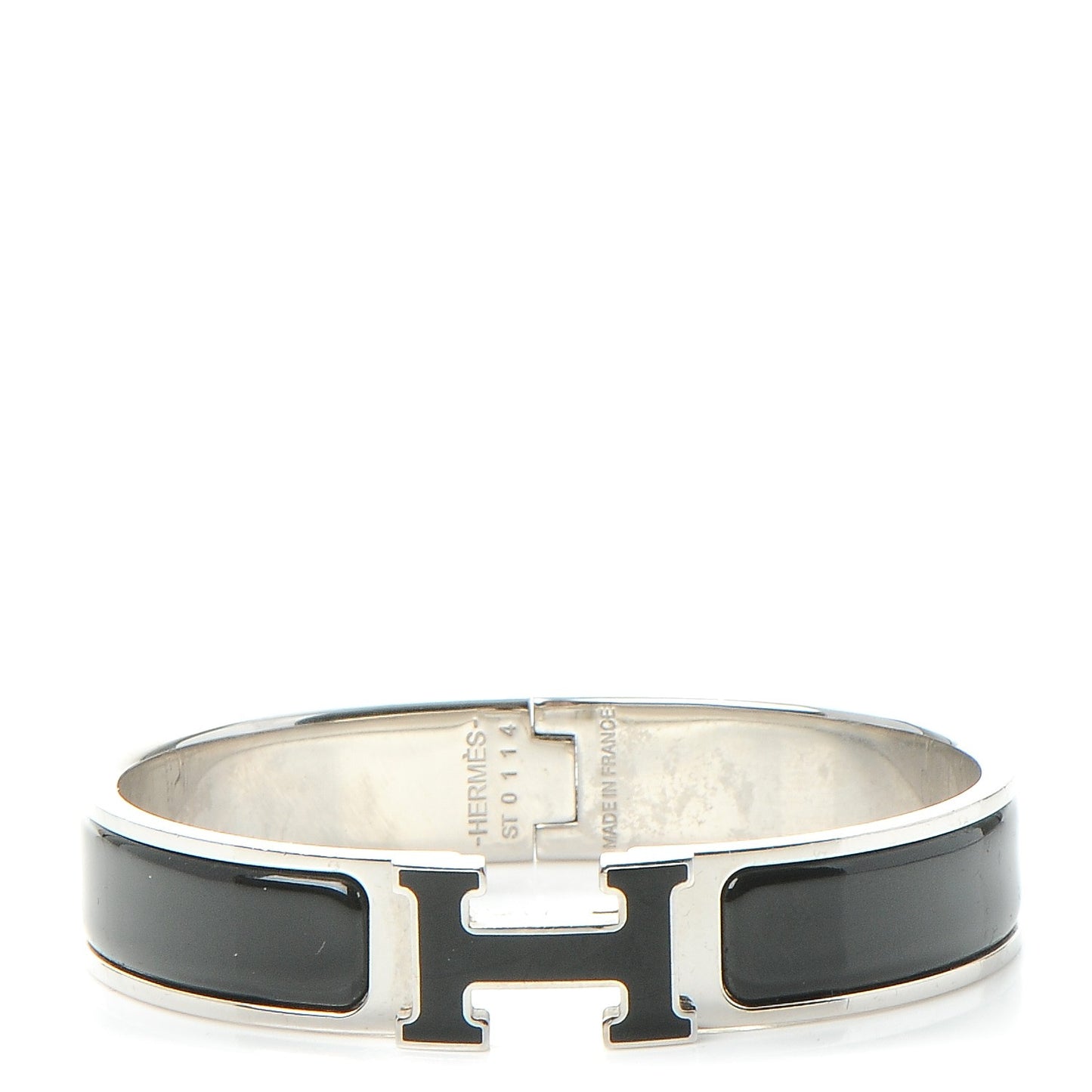 Enamel Narrow Clic Clac H Bracelet PM Black