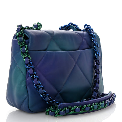 Chanel Tie Dye Calfskin Quilted Medium Chanel 19 Flap Blue Purple 3 of 11