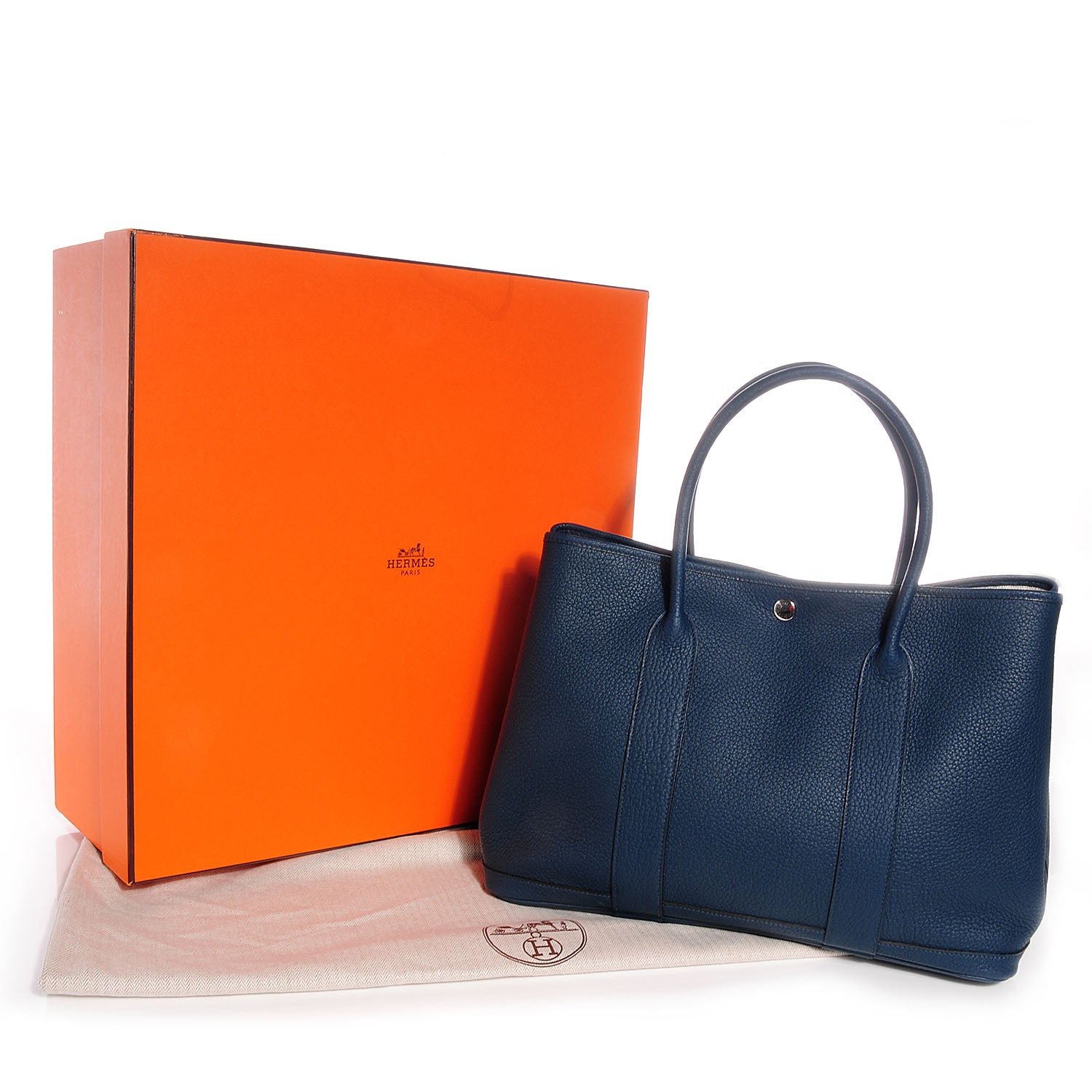 Hermes Veau Negonda Garden Party MM 36 Bleu de Prusse 5 of 8