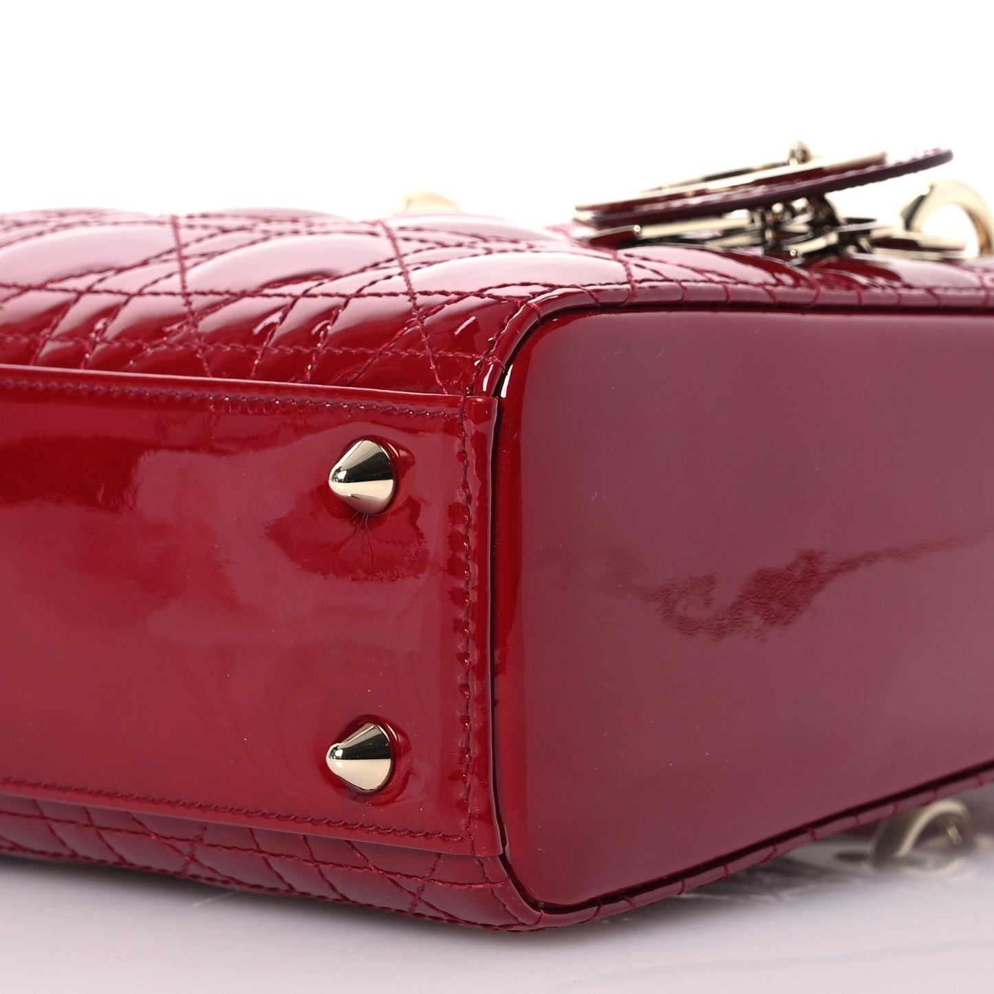 Patent Cannage Small Lady Dior Cherry Red