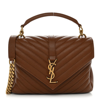 Saint Laurent Sheepskin Matelasse Chevron Monogram Medium College Bag Cognac 1 of 13