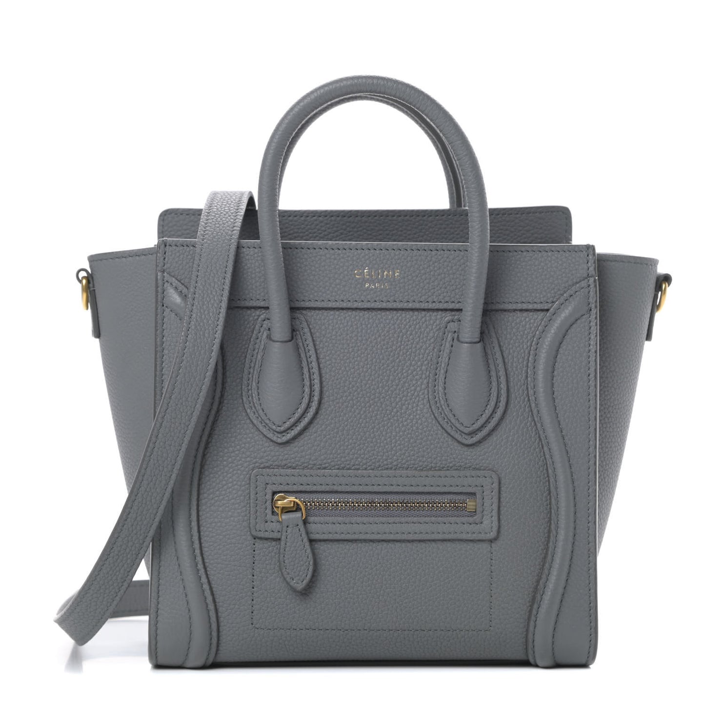 Drummed Calfskin Nano Luggage Kohl
