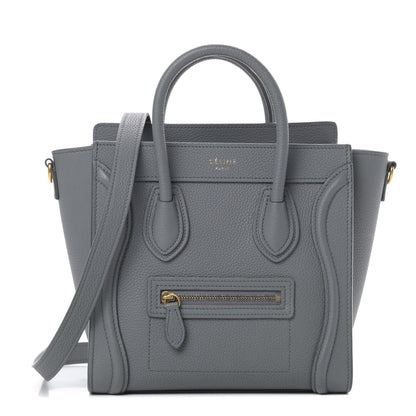 Celine Drummed Calfskin Nano Luggage Kohl 1 of 12
