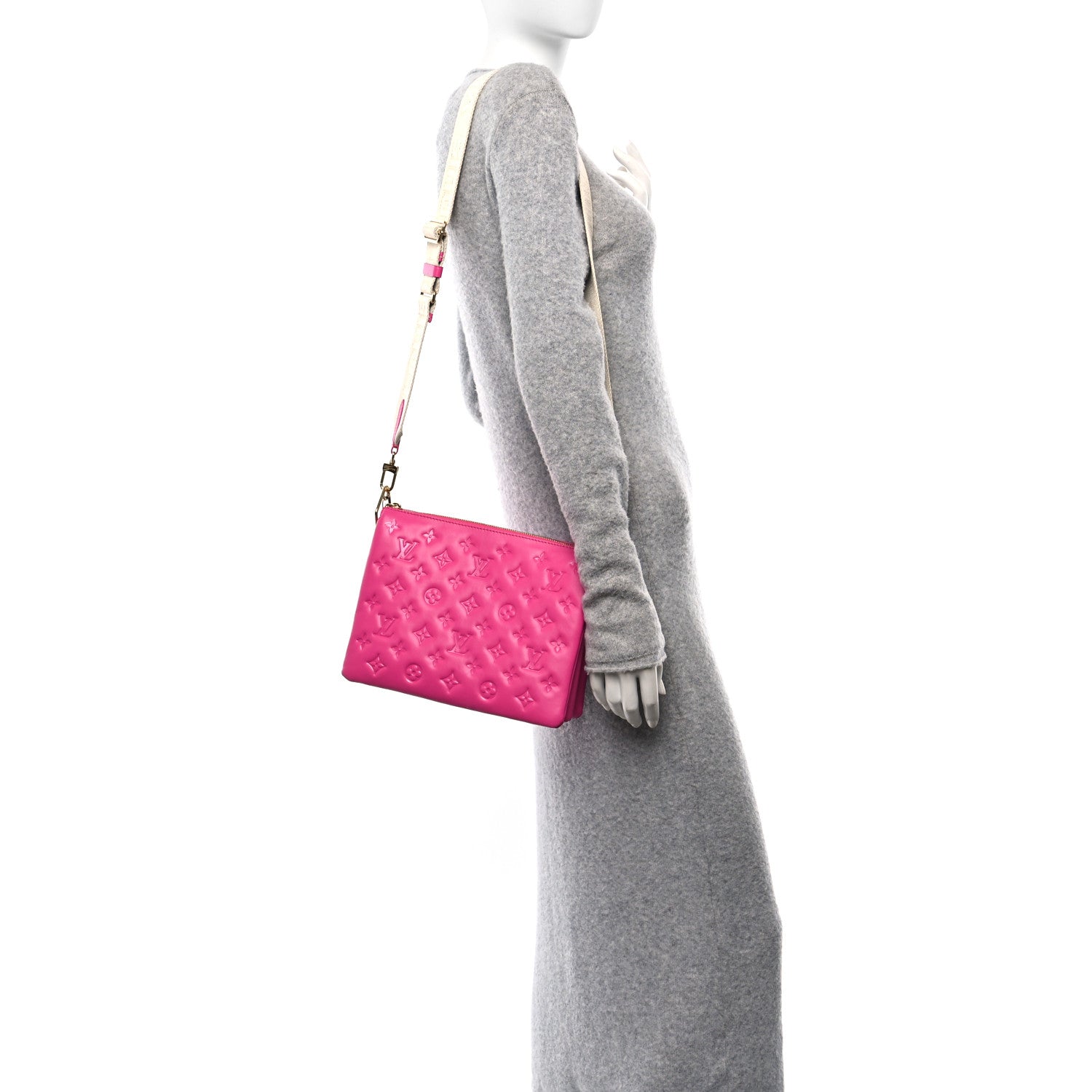 Louis Vuitton Lambskin Embossed Monogram Coussin PM 2 of 9