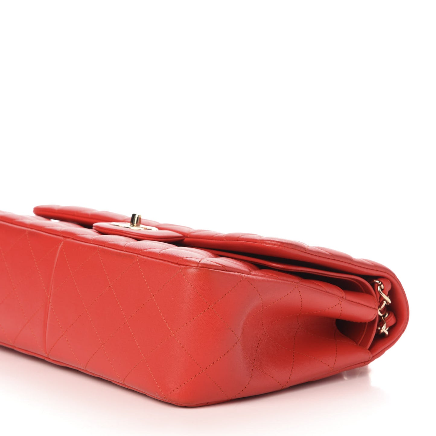 Lambskin Quilted Jumbo Double Flap Red
