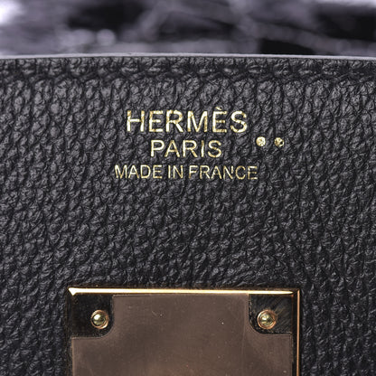 Hermes Taurillon Novillo Shiny Niloticus Crocodile Birkin Touch 30 Black 22 of 32