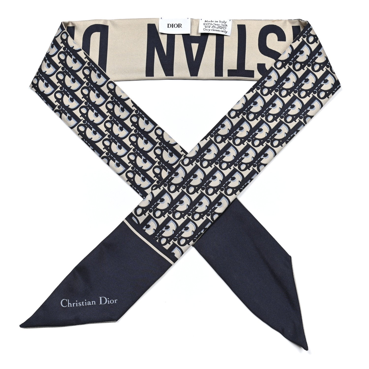 Christian Dior Silk Oblique Mitzah Scarf Blue 1 of 4