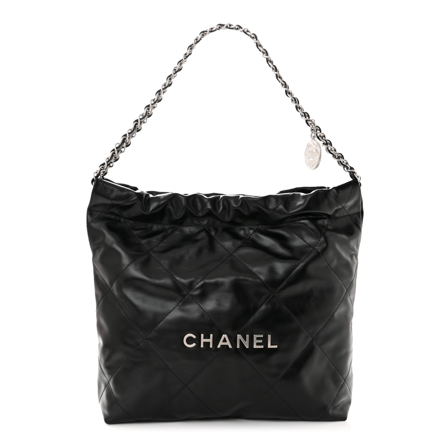 Shiny Calfskin Quilted Small Chanel 22 Black