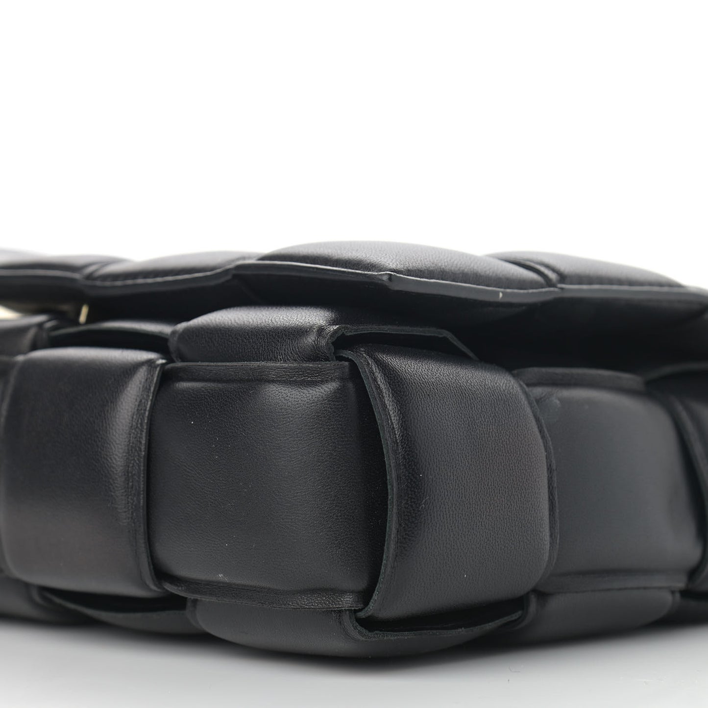 Lambskin Maxi Intreccio Padded Chain Cassette Crossbody Bag Black