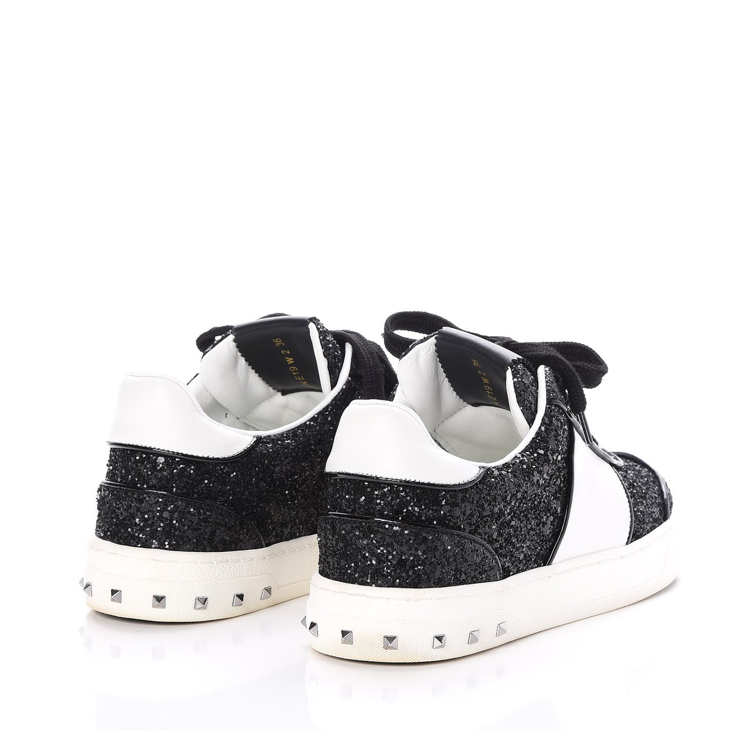 Calfskin Glitter Flycrew Sneakers 36 Black