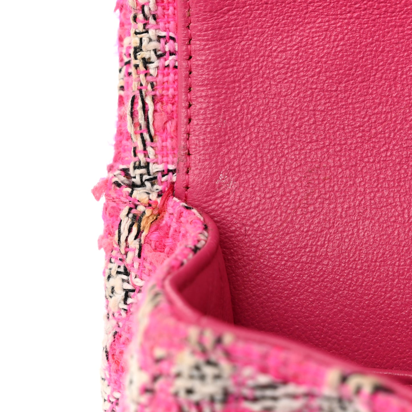 Tweed Quilted Medium Double Flap Hot Pink