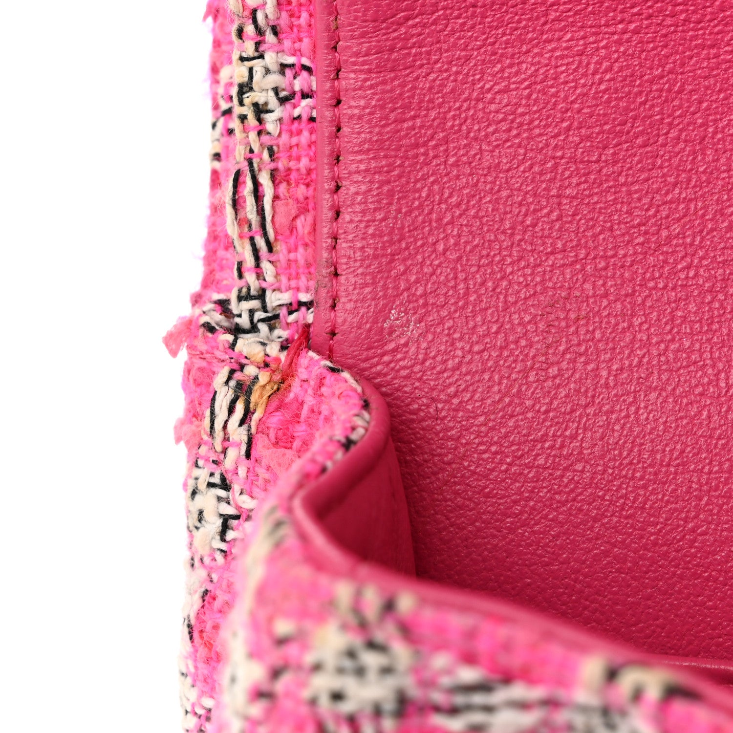 Chanel Tweed Quilted Medium Double Flap Hot Pink 11 of 12