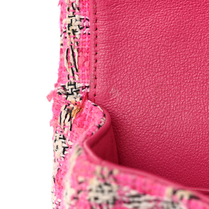 Chanel Tweed Quilted Medium Double Flap Hot Pink 11 of 12