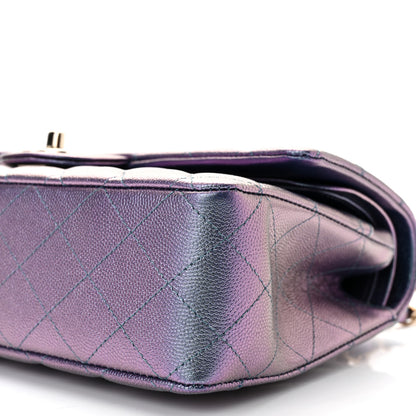 Chanel Iridescent Caviar Quilted Medium Double Flap Dark Blue 10 of 11