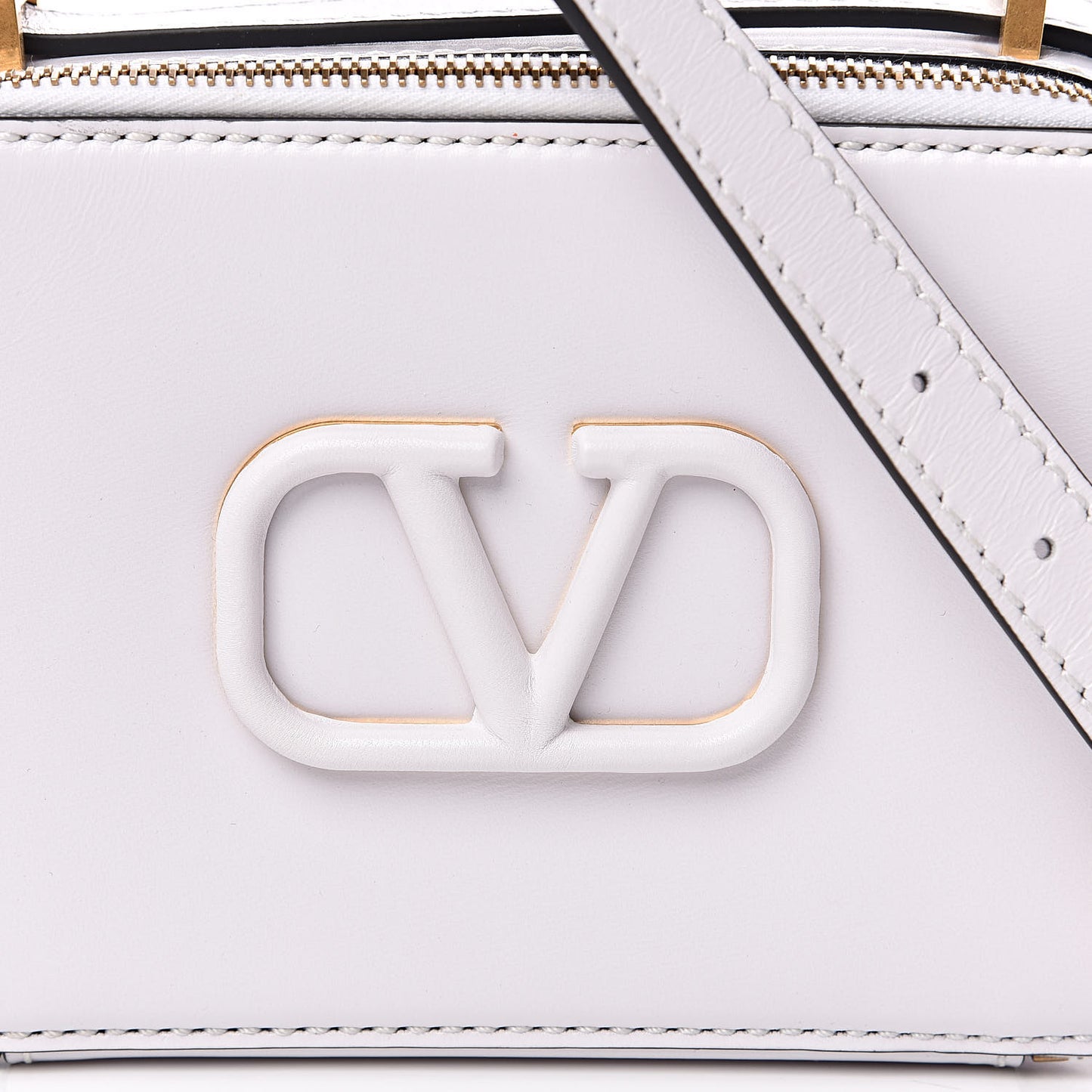 Smooth Calfskin VSling Crossbody Bag White
