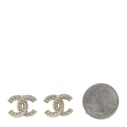 Chanel Crystal Timeless CC Earrings Light Gold 2 of 5