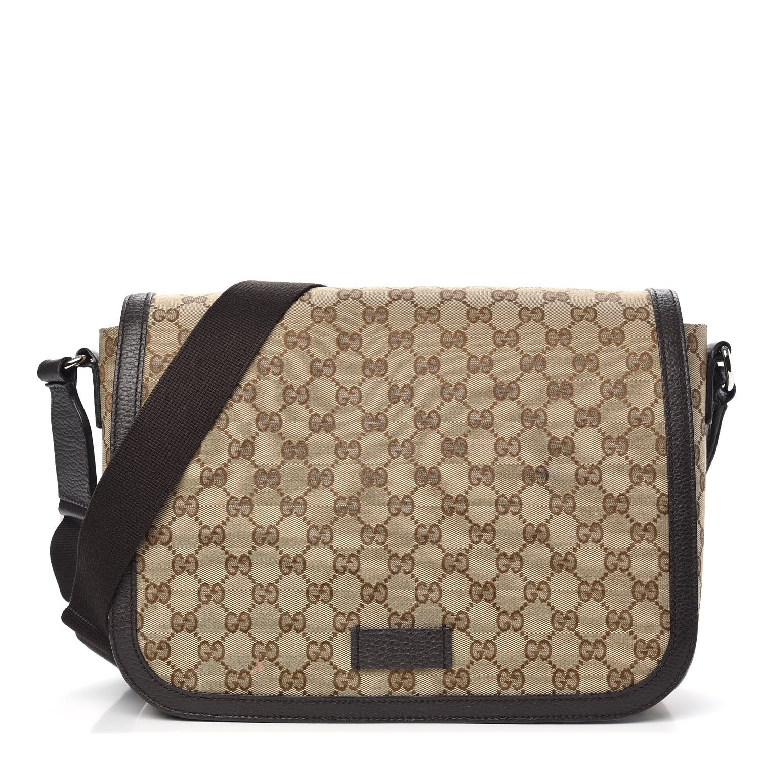 Gucci Monogram Large Flap Messenger Bag Beige Dark Brown 1 of 11