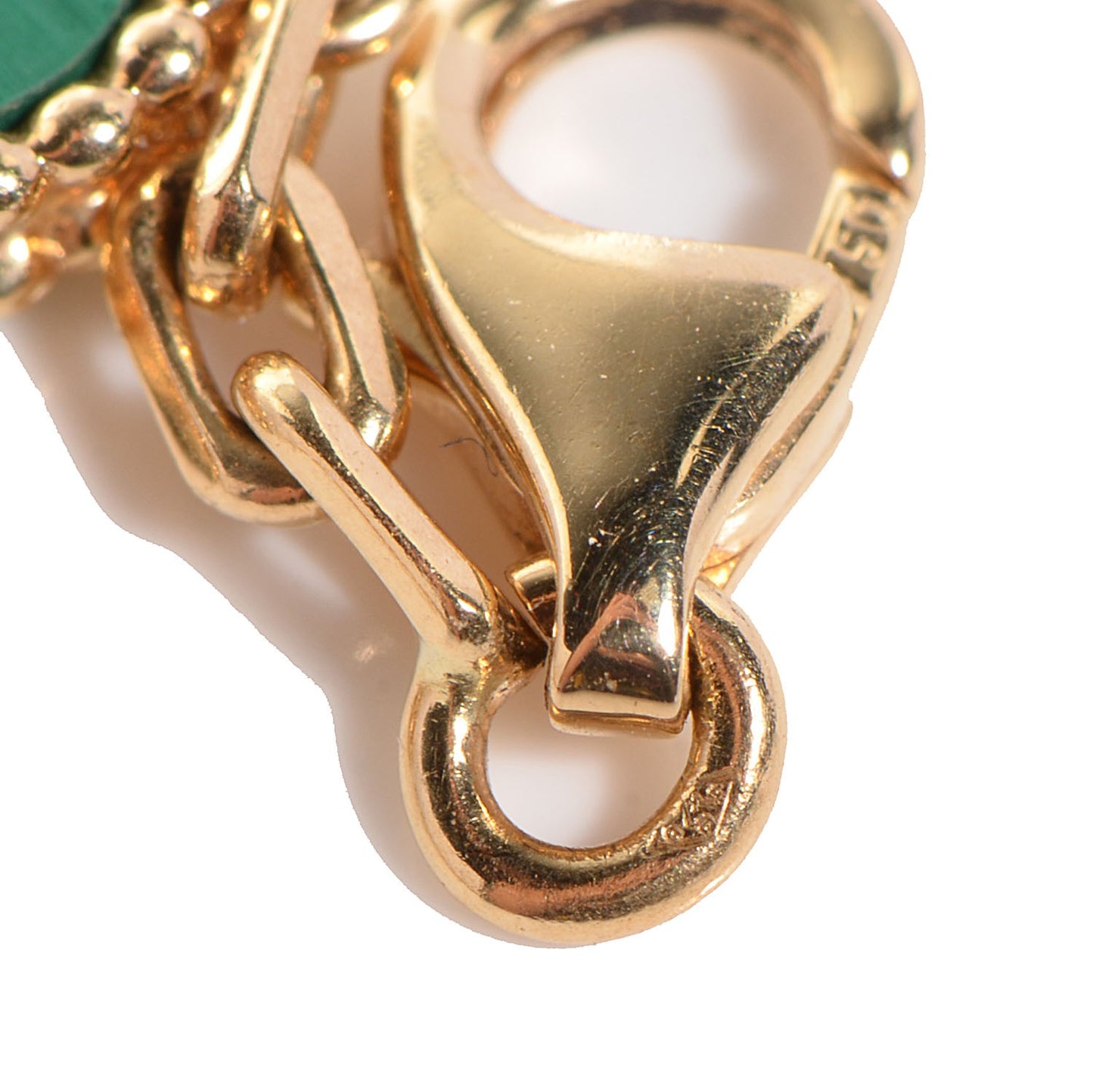 18K Yellow Gold Malachite 5 Motifs Vintage Alhambra Bracelet