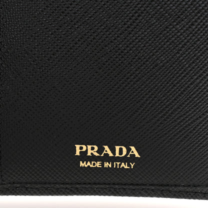 Prada Saffiano Triangle Continental Zip Wallet Black 6 of 7
