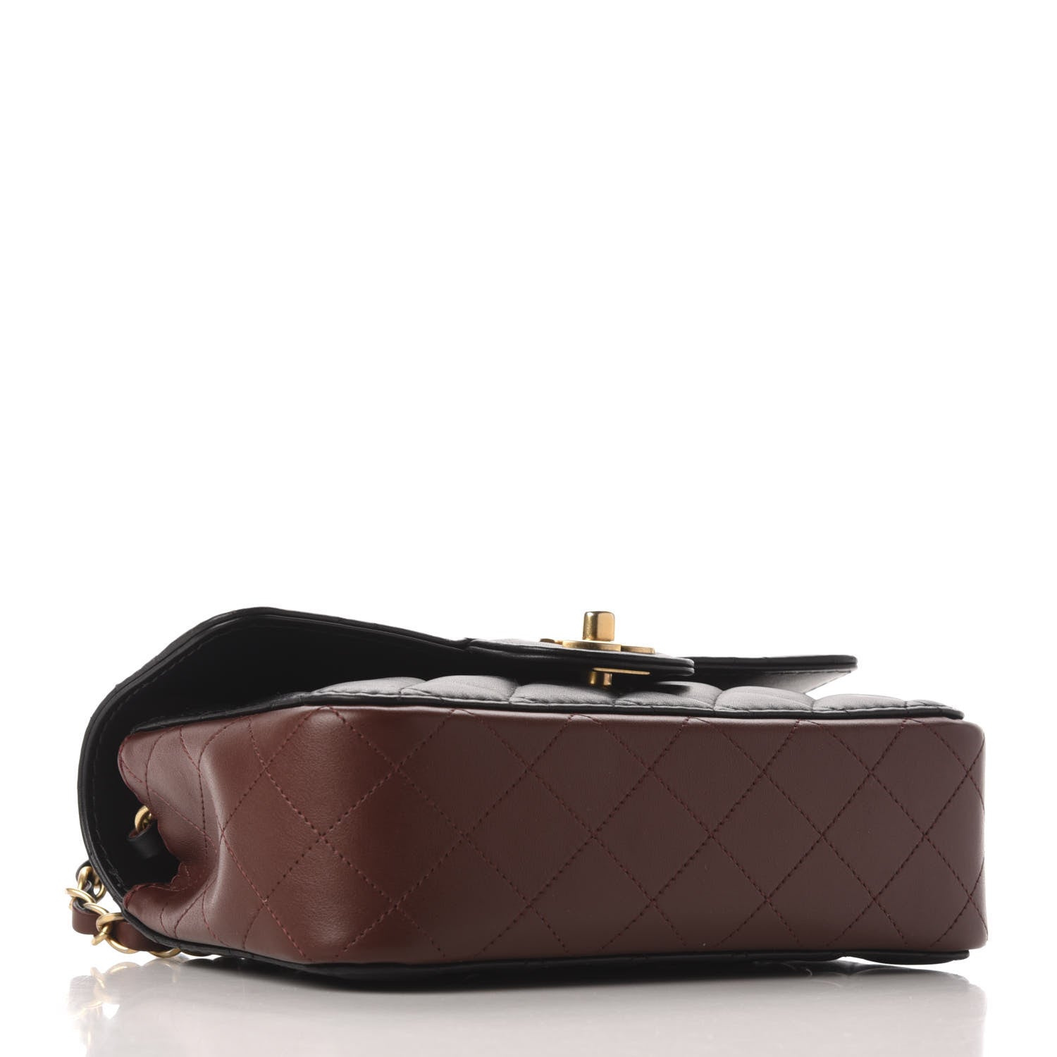 Chanel Calfskin Quilted Small Strap Into Flap Bag Black Brown 4 of 10