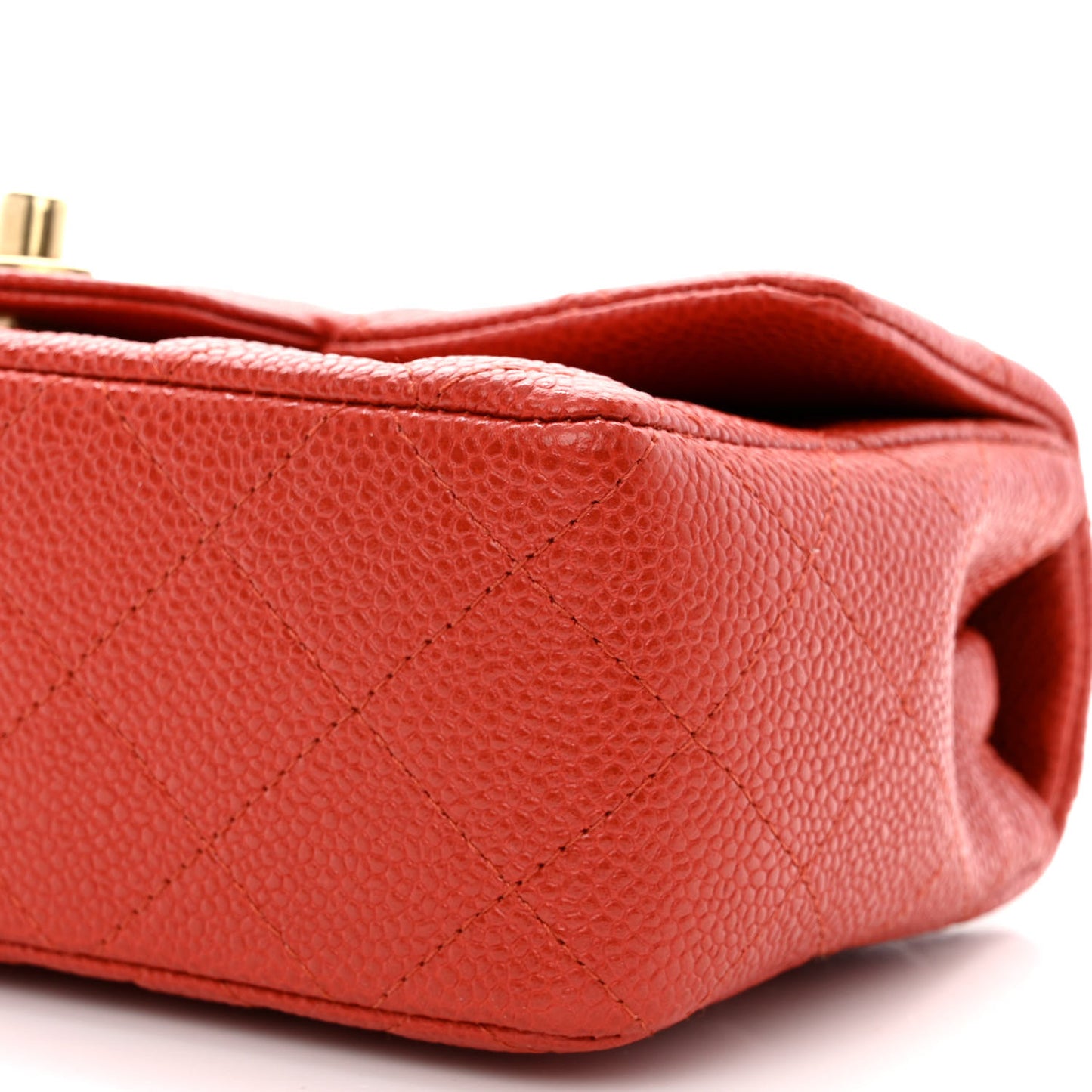 Pearly Caviar Quilted Mini Rectangular Flap Orange