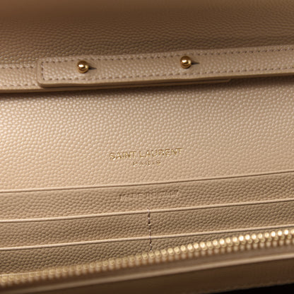 Saint Laurent Grain De Poudre Matelasse Chevron Monogram Chain Wallet Nude Powder 8 of 10