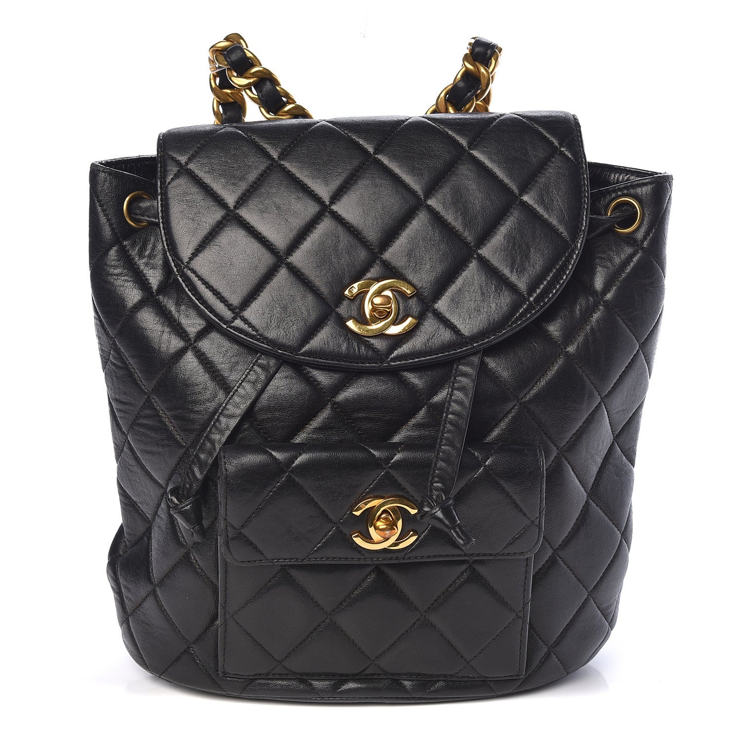 Lambskin Quilted CC Chain Backpack Black